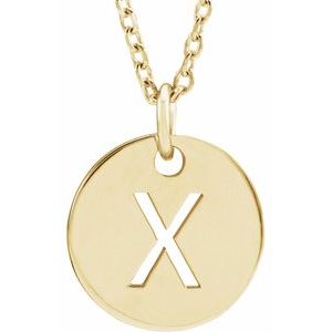 14K Yellow Gold Initial X 16-18" Necklace