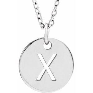14K White Gold Initial X 16-18" Necklace