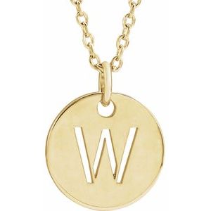 14K Yellow Gold Initial W 16-18" Necklace