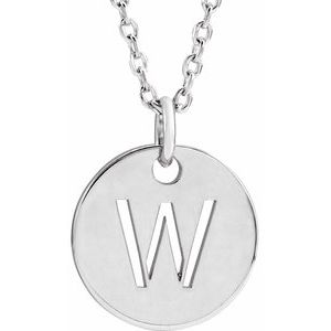14K White Gold Initial W 16-18" Necklace