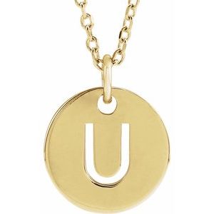 18K Yellow Gold-Plated Sterling Silver Initial U 16-18" Necklace