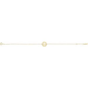 14K Yellow Gold Pierced Cross Disc 7-8" Bracelet