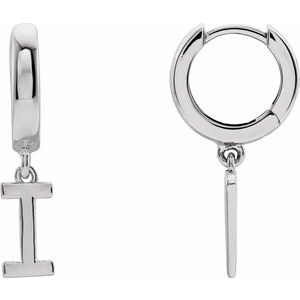 Platinum Initial I Hinged Huggie Earring