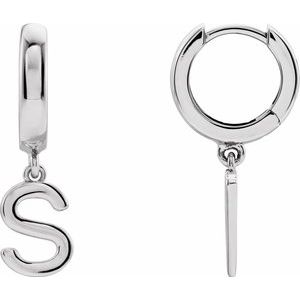 Platinum Initial S Hinged Huggie Earring