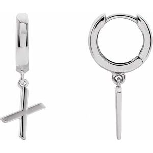 Platinum Initial X Hinged Huggie Earring