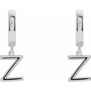 Platinum Initial Z Hinged Huggie Earring