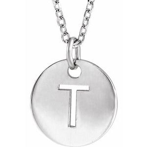 14K White Gold Initial T 16-18" Necklace