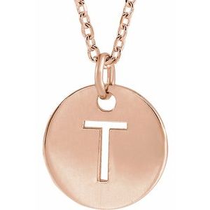 18K Rose Gold-Plated Sterling Silver Initial T 16-18" Necklace