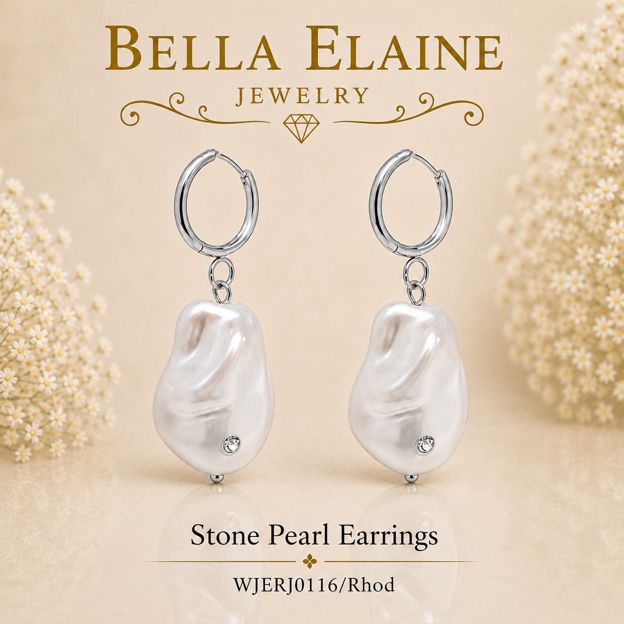 Stone Pearl Earrings