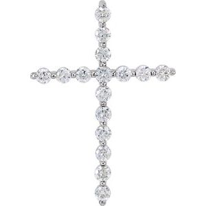 14K White Gold 1  CTW Natural Diamond Cross Pendant
