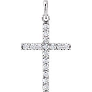 Platinum 1/2 CTW Natural Diamond Cross Pendant