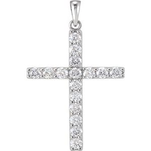 14K White Gold 1 3/8 CTW Natural Diamond Cross Pendant