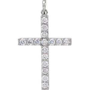 14K White Gold 1 1/4 CTW Natural Diamond Cross Pendant