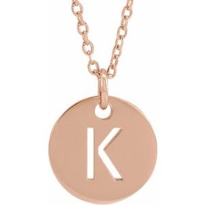 14K Rose Gold Initial K 16-18" Necklace