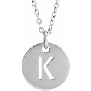 14K White Gold Initial K 16-18" Necklace