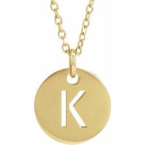 14K Yellow Gold Initial K 16-18" Necklace