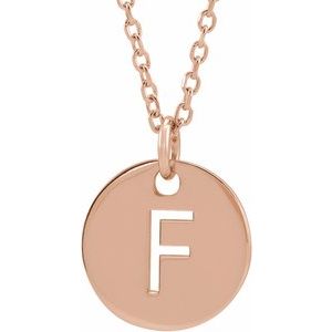 14K Rose Gold Initial F 16-18" Necklace