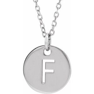 14K White Gold Initial F 16-18" Necklace