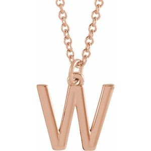 18K Rose Gold-Plated Sterling Silver Initial W  Dangle 16" Necklace