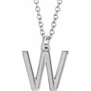 Platinum Initial W Dangle 16" Necklace