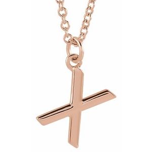 14K Rose Gold Initial X Dangle 18" Necklace