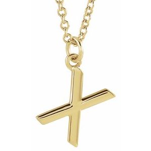 18K Yellow Gold-Plated Sterling Silver Initial X Dangle 18" Necklace