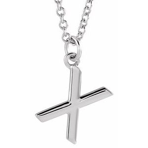 Platinum Initial X Dangle 18" Necklace