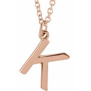 14K Rose Gold Initial K Dangle 16" Necklace