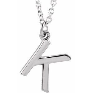 Platinum Initial K Dangle 18" Necklace