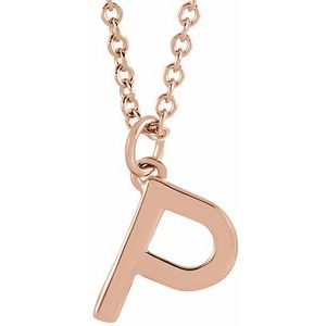 14K Rose Gold Initial P Dangle 16" Necklace