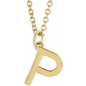 14K Yellow Gold Initial P Dangle 18" Necklace