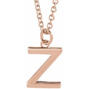 14K Rose Gold Initial Z Dangle 18" Necklace