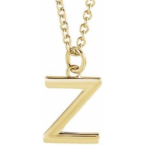 18K Yellow Gold-Plated Sterling Silver Initial Z  Dangle 16" Necklace