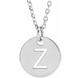 14K White Gold Initial Z 16-18" Necklace