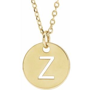 14K Yellow Gold Initial Z 16-18" Necklace