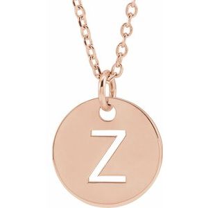 14K Rose Gold Initial Z 16-18" Necklace