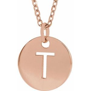 18K Rose Gold-Plated Sterling Silver Initial T 16-18" Necklace