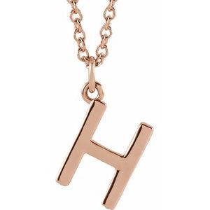 14K Rose Gold Initial H Dangle 18" Necklace