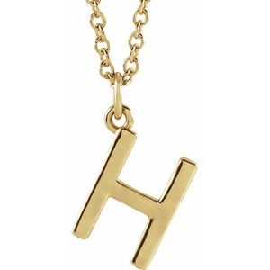 14K Yellow Gold Initial H Dangle 16" Necklace