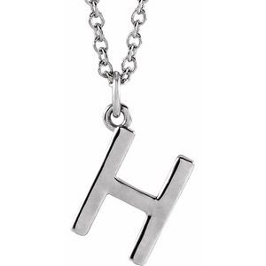 14K White Gold Initial H Dangle 18" Necklace