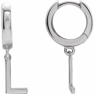 18K White Gold Initial L Hinged Huggie Earring