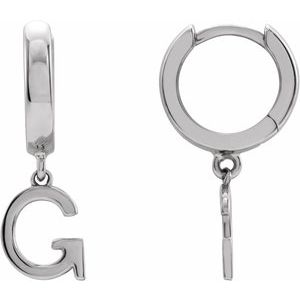 Platinum Initial G Hinged Huggie Earring