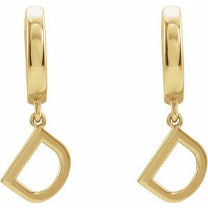 18K Yellow Gold Initial D Hinged Huggie Earring