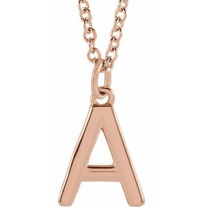14K Rose Gold Initial A Dangle 18" Necklace