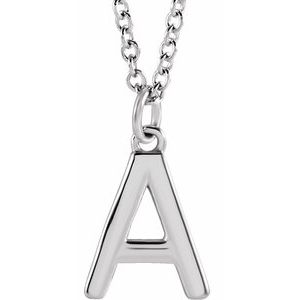Platinum Initial A Dangle 18" Necklace
