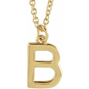 18K Yellow Gold-Plated Sterling Silver Initial B  Dangle 16" Necklace