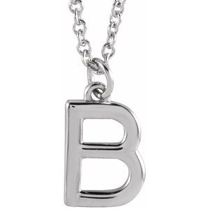 14K White Gold Initial B Dangle 16" Necklace