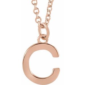 14K Rose Gold Initial C Dangle 18" Necklace