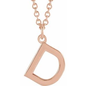 14K Rose Gold Initial D Dangle 16" Necklace