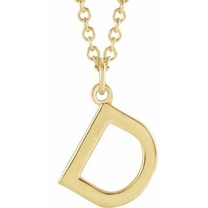 14K Yellow Gold Initial D Dangle 16" Necklace